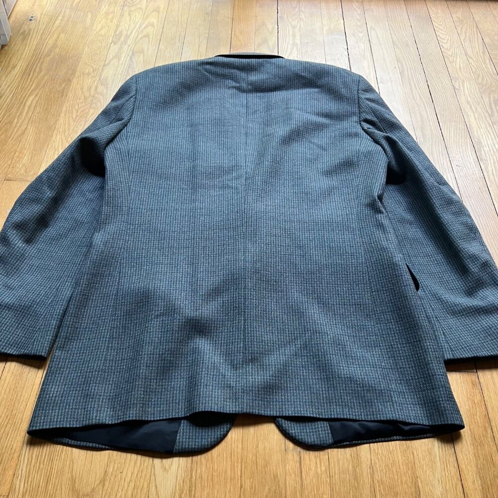 Oscar De La Renta Mens Size 42L Gray Houndstooth Single Breasted Blazer Jacket - Picture 13 of 15